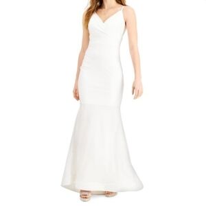 MORGAN & Co. Dress White Satin Flared Trumpet Gown size 6